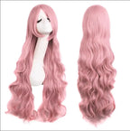 Pink Wigs with Bangs Long Wavy Pink Wigs for Women Synthetic Natural Wavy Wig Heat Resistant Colorful Wigs for Daily