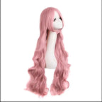 Pink Wigs with Bangs Long Wavy Pink Wigs for Women Synthetic Natural Wavy Wig Heat Resistant Colorful Wigs for Daily