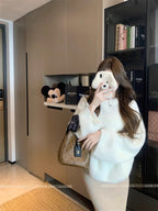 Korean-style lazy and relaxed round neck versatile sweater women’s clothing autumn and winter soft waxy loose-fit slim