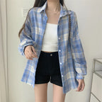 Loose Plaid Button-Up Shirt - Button-Up Shirt