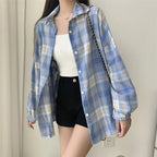 Loose Plaid Button-Up Shirt - Button-Up Shirt