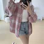 Loose Plaid Button-Up Shirt - Button-Up Shirt
