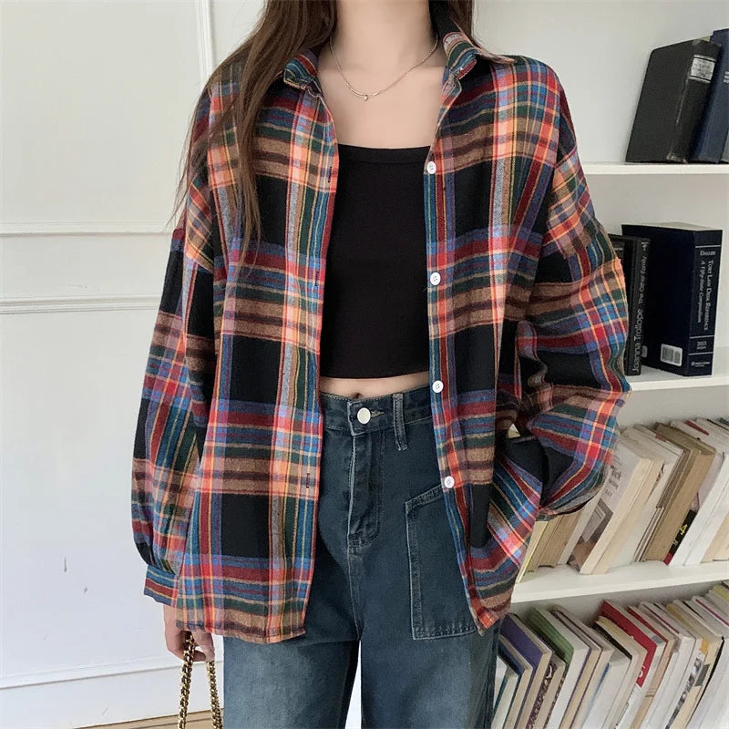 Loose Plaid Button-Up Shirt - 13 / S - Button-Up Shirt