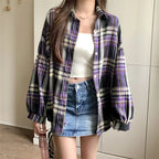 Loose Plaid Button-Up Shirt - 14 / S - Button-Up Shirt