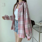 Loose Plaid Button-Up Shirt - Button-Up Shirt