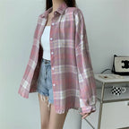 Loose Plaid Button-Up Shirt - Button-Up Shirt