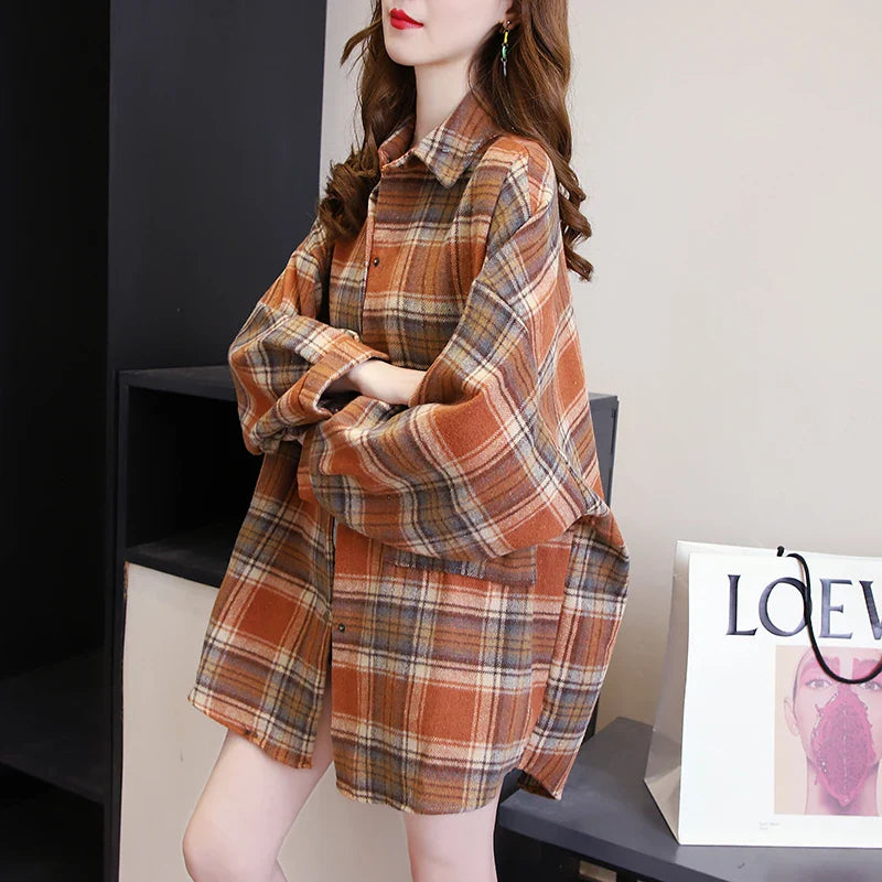 Loose Plaid Button-Up Shirt - 16 / XL - Button-Up Shirt