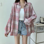 Loose Plaid Button-Up Shirt - Button-Up Shirt