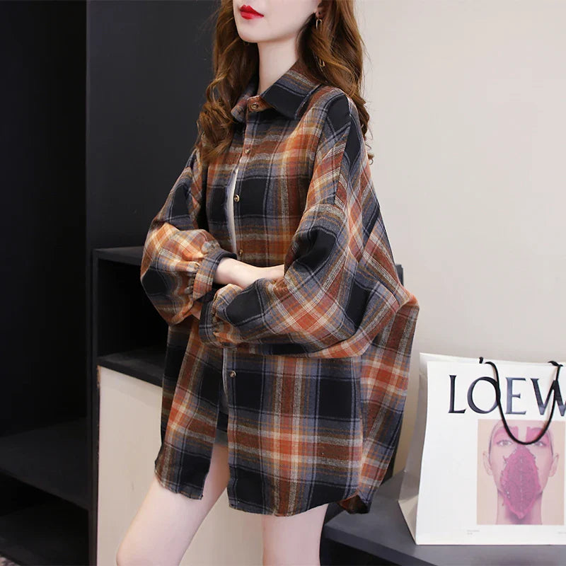 Loose Plaid Button-Up Shirt - 18 / S - Button-Up Shirt