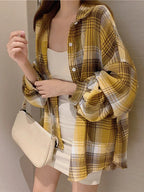 Loose Plaid Button-Up Shirt - 2 / S - Button-Up Shirt