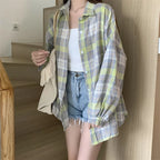 Loose Plaid Button-Up Shirt - Button-Up Shirt