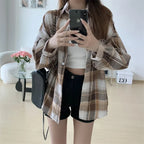 Loose Plaid Button-Up Shirt - Button-Up Shirt