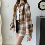 Loose Plaid Button-Up Shirt - Button-Up Shirt