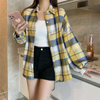 Loose Plaid Button-Up Shirt - Button-Up Shirt