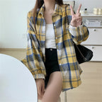 Loose Plaid Button-Up Shirt - Button-Up Shirt