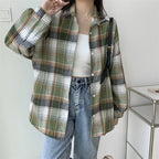 Loose Plaid Button-Up Shirt - Button-Up Shirt