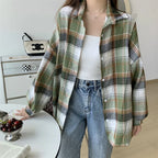 Loose Plaid Button-Up Shirt - Button-Up Shirt