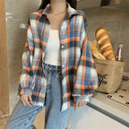 Loose Plaid Button-Up Shirt - Button-Up Shirt