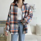 Loose Plaid Button-Up Shirt - Button-Up Shirt