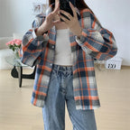 Loose Plaid Button-Up Shirt - Button-Up Shirt