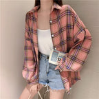 Loose Plaid Button-Up Shirt - Button-Up Shirt