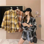 Loose Plaid Button-Up Shirt - Button-Up Shirt