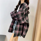 Loose Plaid Button-Up Shirt - Button-Up Shirt