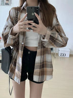 Loose Plaid Button-Up Shirt - 7 / S - Button-Up Shirt