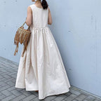 In-Stock Korean 2026 Season New Style Loose Sleeveless Dress with a Large Hem Slimming Mid-Length Dress with Patchwork