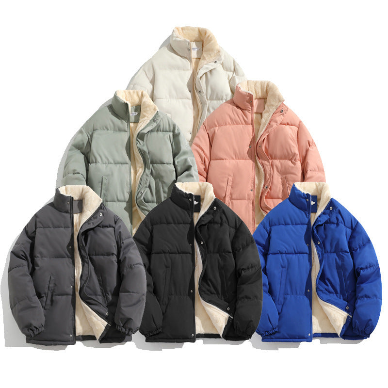 Cross-border Winter New Men’s Loose Collar fleece-lined Cotton-padded Clothes Korean Style Youth Fashion Trendy Casual