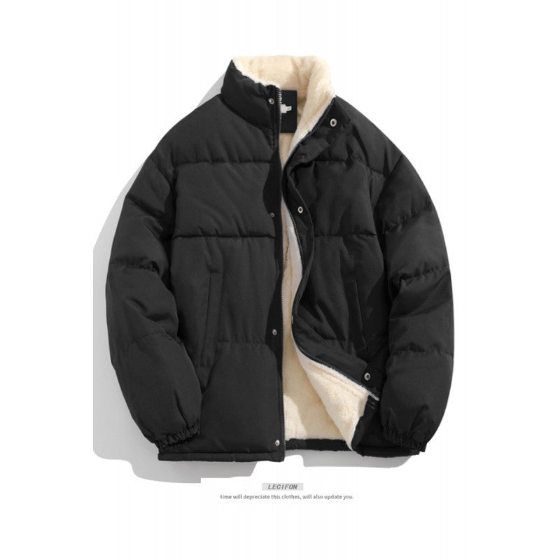 Cross-border Winter New Men’s Loose Collar fleece-lined Cotton-padded Clothes Korean Style Youth Fashion Trendy Casual