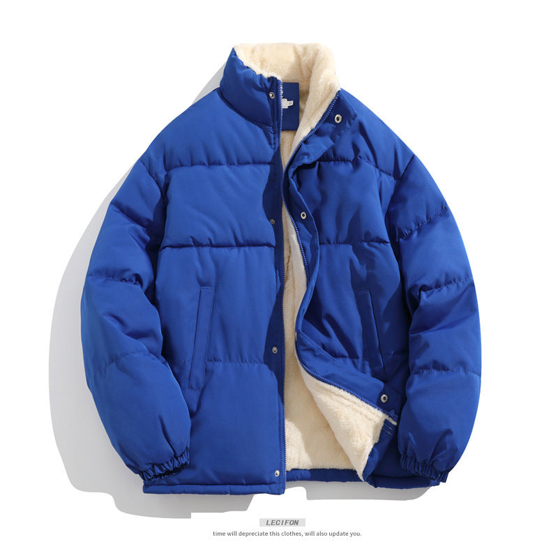 Cross-border Winter New Men’s Loose Collar fleece-lined Cotton-padded Clothes Korean Style Youth Fashion Trendy Casual