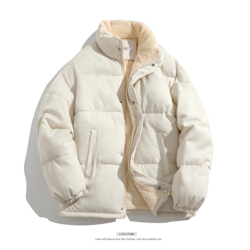 Cross-border Winter New Men’s Loose Collar fleece-lined Cotton-padded Clothes Korean Style Youth Fashion Trendy Casual