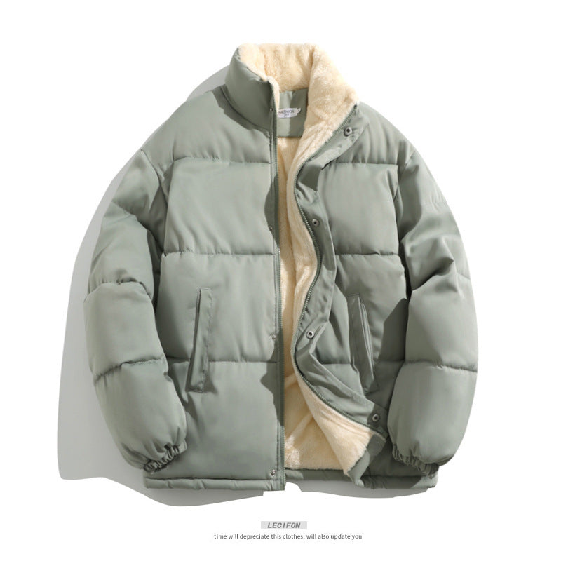 Cross-border Winter New Men’s Loose Collar fleece-lined Cotton-padded Clothes Korean Style Youth Fashion Trendy Casual