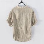 Cross-Border Foreign Trade Men’s Cotton and Linen Tops Loose Fit 2025 Summer New Style Chinese Style T-Shirt Washed