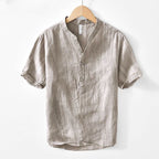 Cross-Border Foreign Trade Men’s Cotton and Linen Tops Loose Fit 2025 Summer New Style Chinese Style T-Shirt Washed