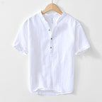 Cross-Border Foreign Trade Men’s Cotton and Linen Tops Loose Fit 2025 Summer New Style Chinese Style T-Shirt Washed