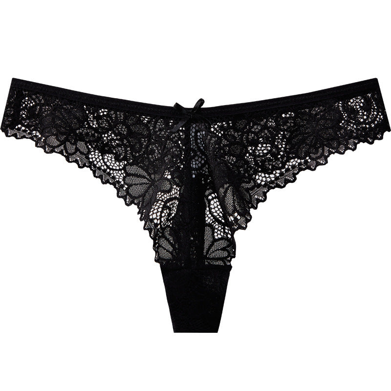 Sexy Low-Waist Pure Lust Lace Thong Women’s Skin-Friendly Cotton Crotch Invisible Temptation Seamless Sexy T-Pants