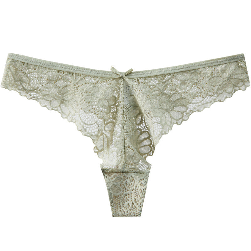 Sexy Low-Waist Pure Lust Lace Thong Women’s Skin-Friendly Cotton Crotch Invisible Temptation Seamless Sexy T-Pants