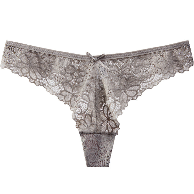 Sexy Low-Waist Pure Lust Lace Thong Women’s Skin-Friendly Cotton Crotch Invisible Temptation Seamless Sexy T-Pants
