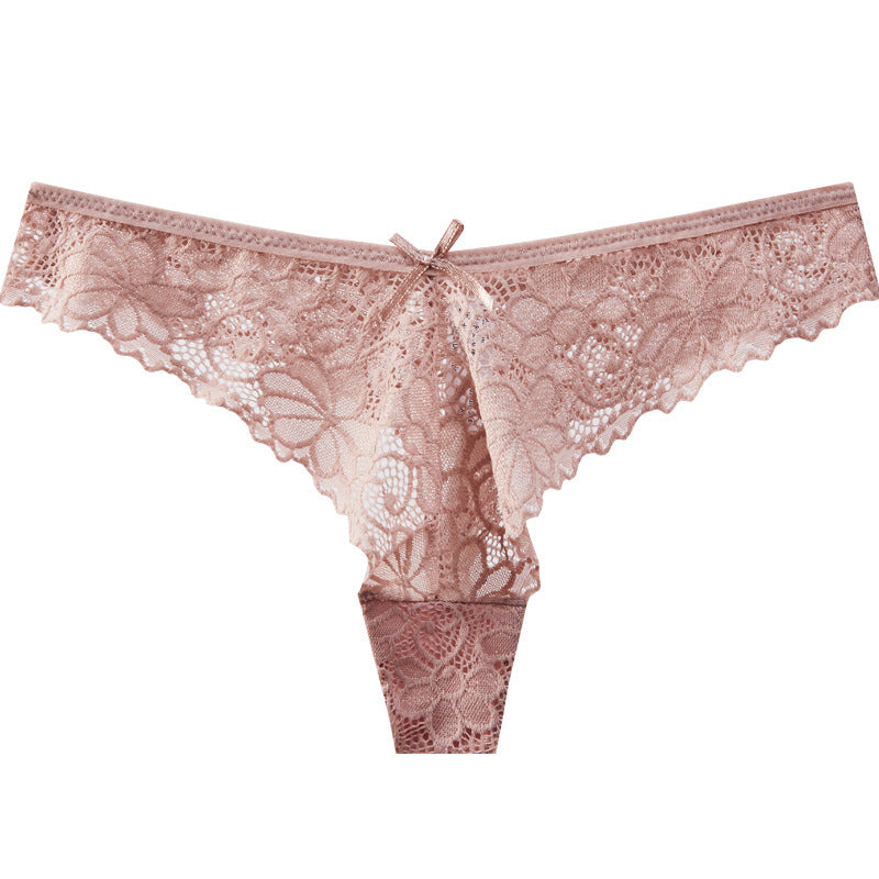 Sexy Low-Waist Pure Lust Lace Thong Women’s Skin-Friendly Cotton Crotch Invisible Temptation Seamless Sexy T-Pants