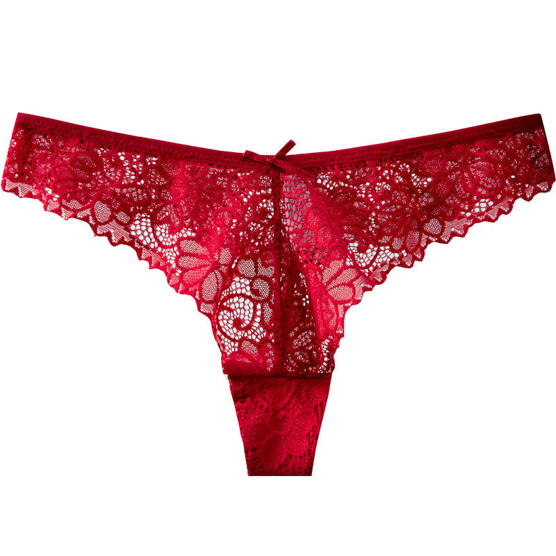 Sexy Low-Waist Pure Lust Lace Thong Women’s Skin-Friendly Cotton Crotch Invisible Temptation Seamless Sexy T-Pants