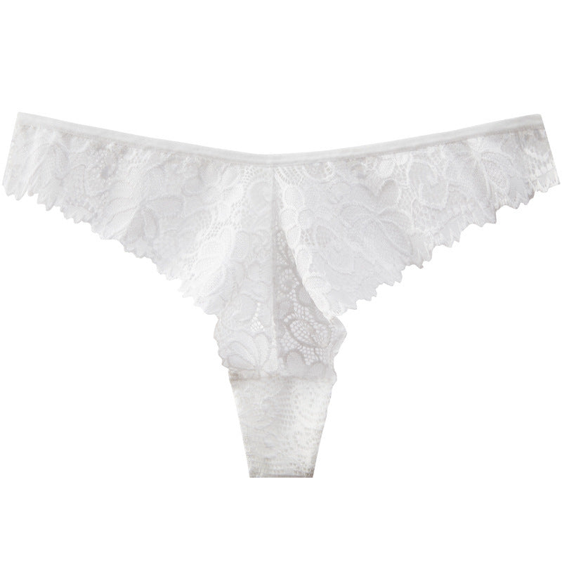 Sexy Low-Waist Pure Lust Lace Thong Women’s Skin-Friendly Cotton Crotch Invisible Temptation Seamless Sexy T-Pants