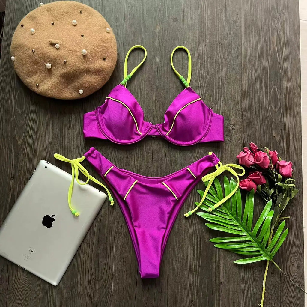 RUOTONGSEPT New Sexy Push up Bikini Set Swimsuit Women’s low-waist Swimwear For Female Two Piece Beachwear 2023 Bathing