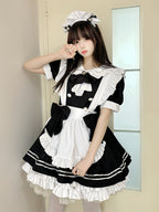 Original 2025 New Japanese Style Two-Dimensional Maid Outfit Cute Lolita Black and White Women’s Boss Dress
