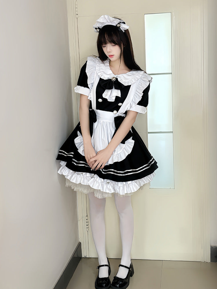 Original 2025 New Japanese Style Two-Dimensional Maid Outfit Cute Lolita Black and White Women’s Boss Dress