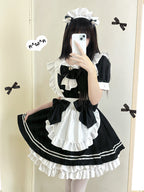 Original 2025 New Japanese Style Two-Dimensional Maid Outfit Cute Lolita Black and White Women’s Boss Dress