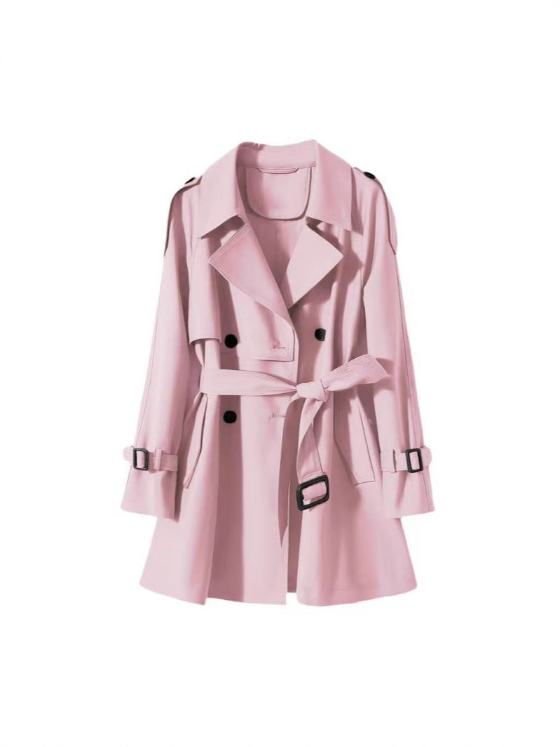 Orange Short Trench Coat for Women Elegant and Casual Style 2024 Spring New Model Three-Dimensional Silhouette Light
