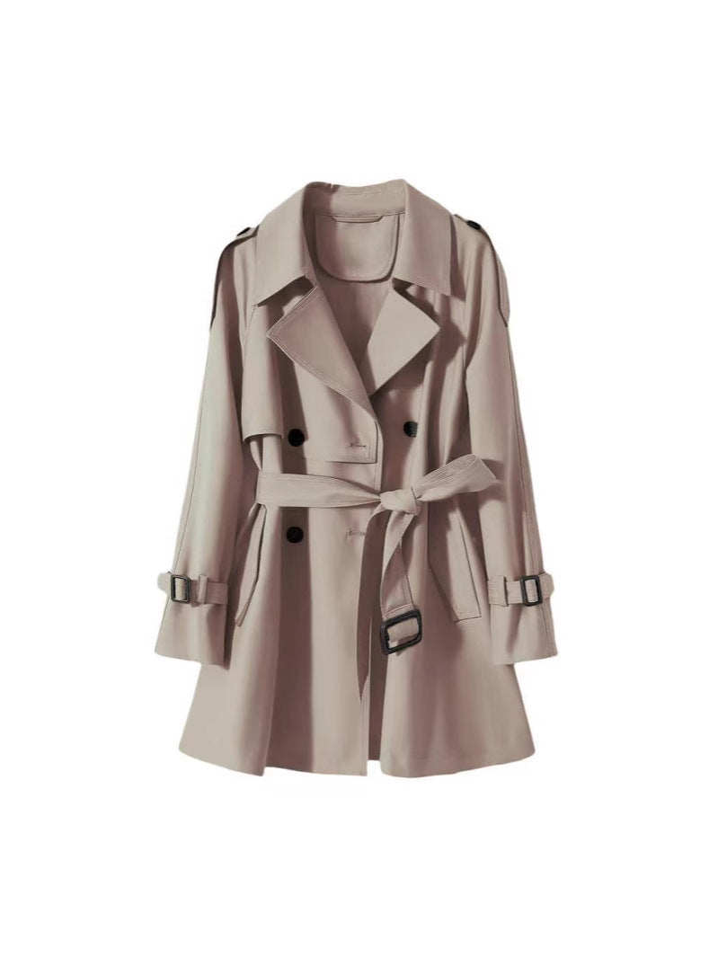 Orange Short Trench Coat for Women Elegant and Casual Style 2024 Spring New Model Three-Dimensional Silhouette Light