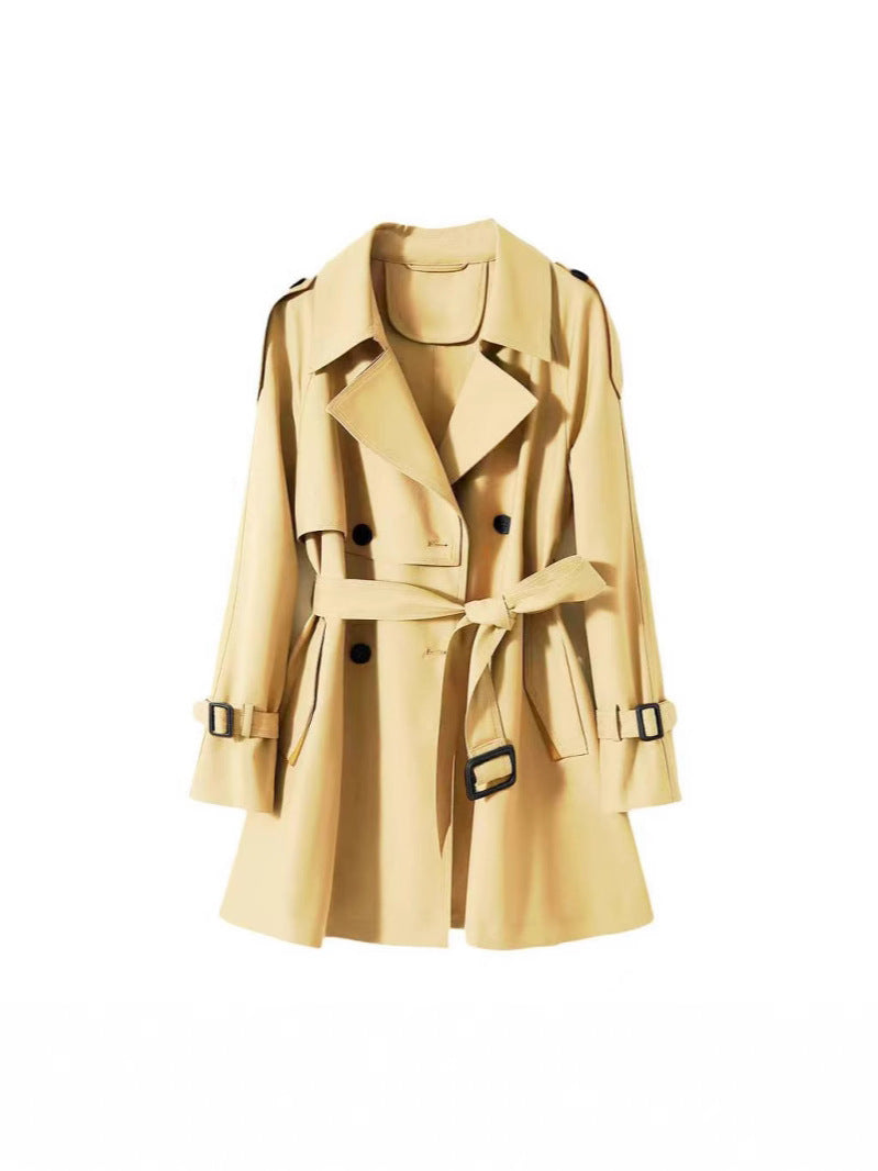 Orange Short Trench Coat for Women Elegant and Casual Style 2024 Spring New Model Three-Dimensional Silhouette Light